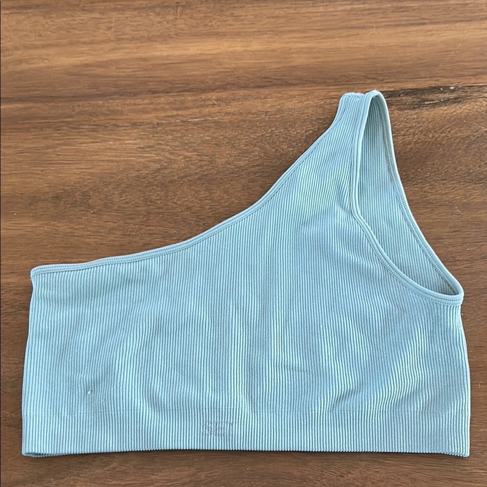 SET Active One-Shoulder Sports Bra in Light Blue